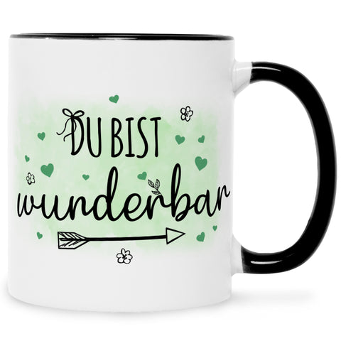 Bedruckte Tasse mit Spruch Du bist wunderbar