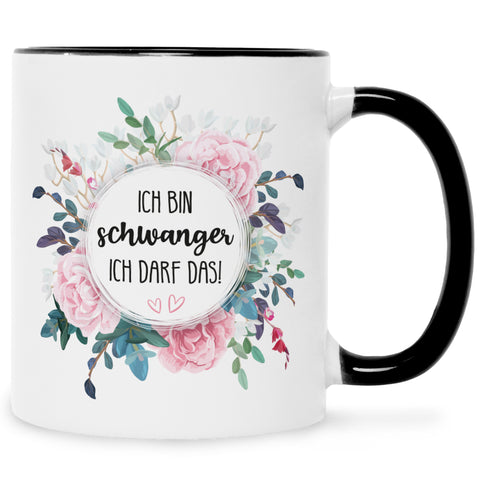 Bedruckte Tasse mit Spruch Ich bin Schwanger ich darf das