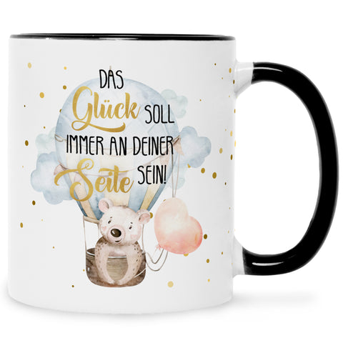 Bedruckte Tasse mit Spruch Glück immer an deiner Seite