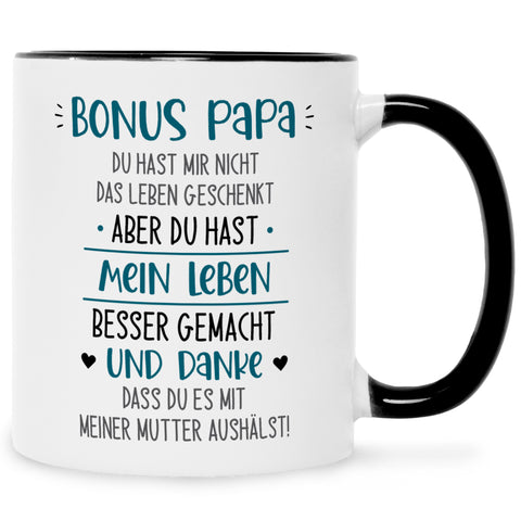 Bedruckte Tasse mit Spruch Bonus Eltern