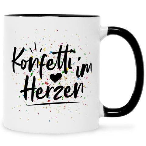 Bedruckte Tasse mit Spruch Konfetti im Herzen