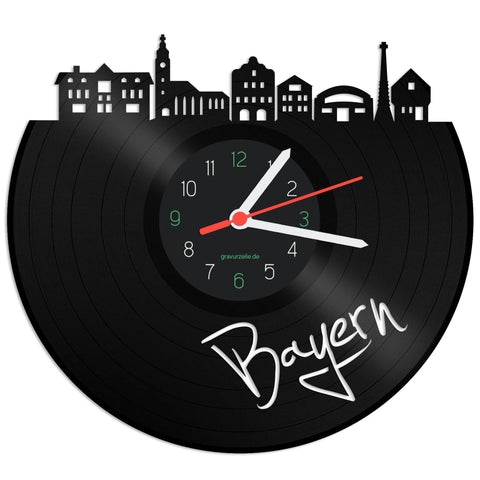 Schallplattenuhr Skyline Bayern