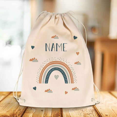 Bedruckter Turnbeutel für Kinder im Regenbogen Design