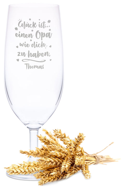 Leonardo Bierglas mit Gravur "Glück ist einen Opa" mit Name