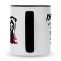 Bedruckte Tasse mit Spruch Kaffee, weil nicht jeder Tag mit Mord beginnen kann