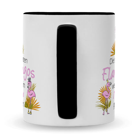 Bedruckte Tasse mit Spruch Die schönsten Flamingos