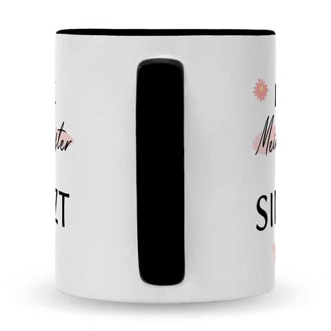 Bedruckte Tasse mit Spruch Ich liebe meine Schwester obwohl sie furzt