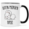 Bedruckte Tasse mit Spruch Guten Morgen Hase
