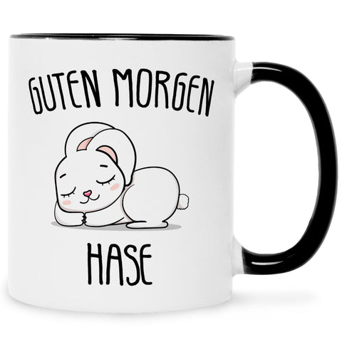 Bedruckte Tasse mit Spruch Guten Morgen Hase