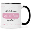 Bedruckte Tasse mit Spruch Ich habe eine wichtige Frage an dich! Patentante/Patenonkel