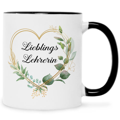 Bedruckte Tasse mit Spruch Lieblingslehrer/Lieblingslehrerin