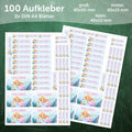 Schuletiketten mit Namen - Meerjungfrau V2 Design - 100 Aufkleber in verschiedenen Größen