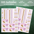 Schuletiketten mit Namen - Fee Design - 100 Aufkleber in verschiedenen Größen