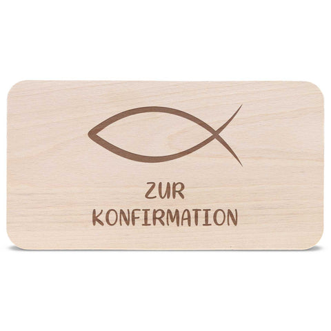 Frühstücksbrettchen mit Gravur "Konfirmation Fisch"