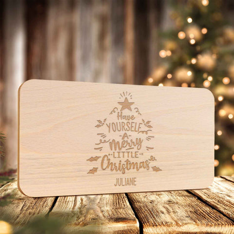 Frühstücksbrettchen aus Holz mit Gravur - Have yourself a merry little Christmas - Weihnachtsdeko