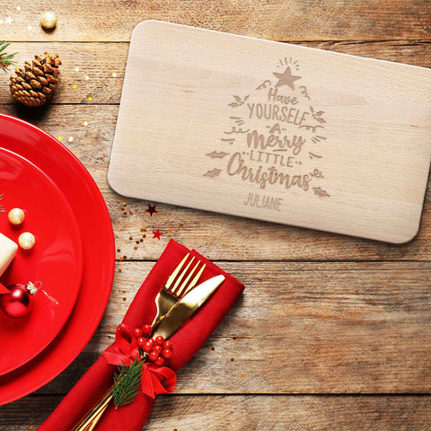 Frühstücksbrettchen aus Holz mit Gravur - Have yourself a merry little Christmas - Weihnachtsdeko