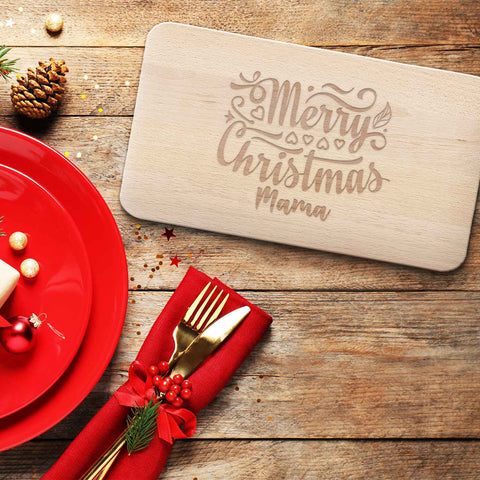 Frühstücksbrettchen aus Holz mit Gravur - Merry Christmas Mama - Weihnachtsdeko