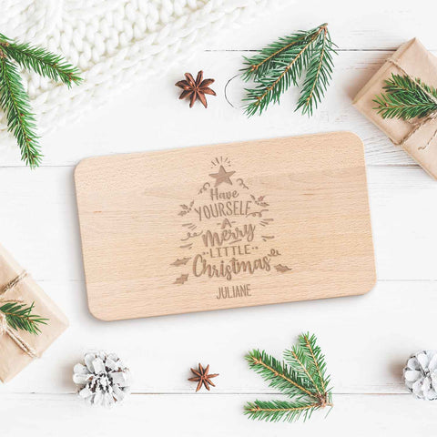 Frühstücksbrettchen aus Holz mit Gravur - Have yourself a merry little Christmas - Weihnachtsdeko