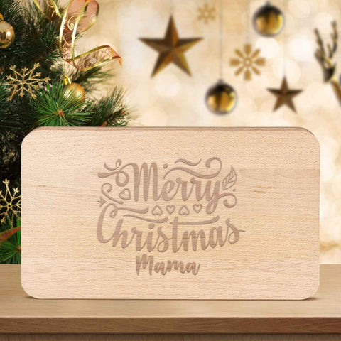 Frühstücksbrettchen aus Holz mit Gravur - Merry Christmas Mama - Weihnachtsdeko