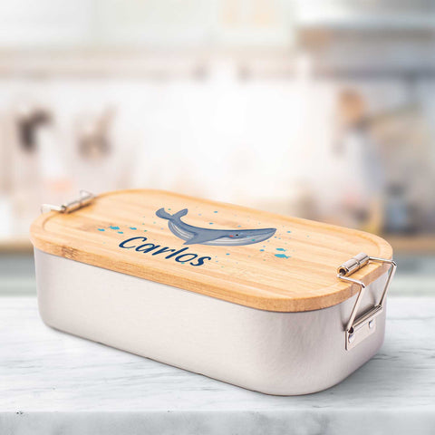 Brotdose mit Deckel für Kinder mit UV-Druck im "Wal" Design