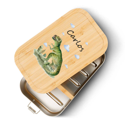 Brotdose mit Deckel für Kinder mit UV-Druck im "T-Rex" Design