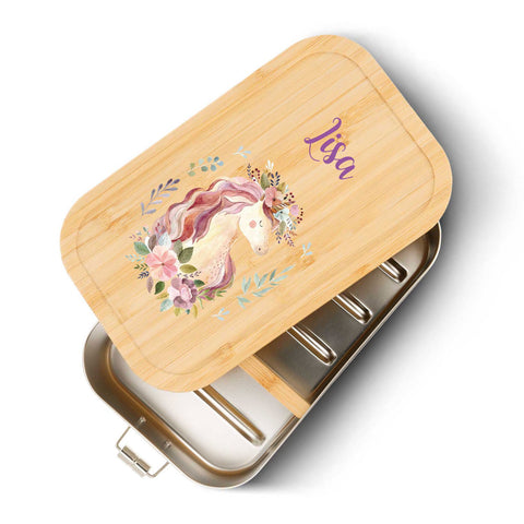 Brotdose mit Deckel für Kinder mit UV-Druck im "Einhorn" Design