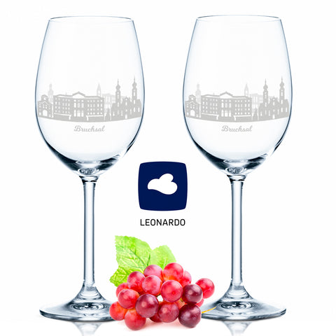 Leonardo Weingläser mit Skyline Bruchsal Gravur im Set