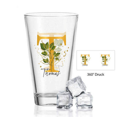 Leonardo Wasserglas mit UV-Druck "Floral Alphabet" mit Wunschnamen