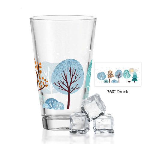 Leonardo Wasserglas mit UV-Druck - Winterbäume Motiv - zu Weihnachten