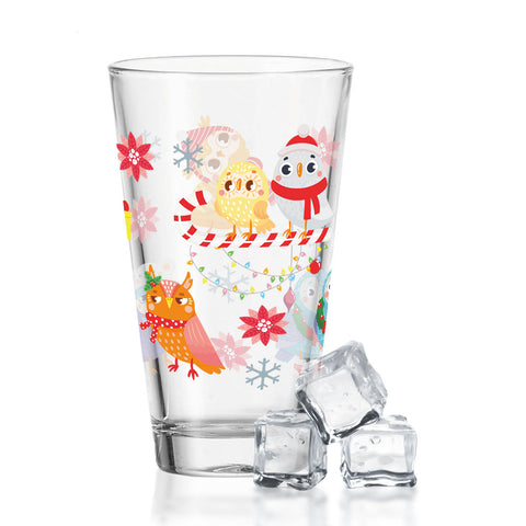 Leonardo Wasserglas mit UV-Druck - Wintereulen Motiv - zu Weihnachten