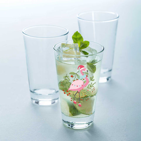 Leonardo Wasserglas mit UV-Druck - Winterflamingo Motiv - zu Weihnachten - Personalisiert mit Name