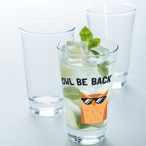 Leonardo Wasserglas mit UV-Druck im Owl be back Design