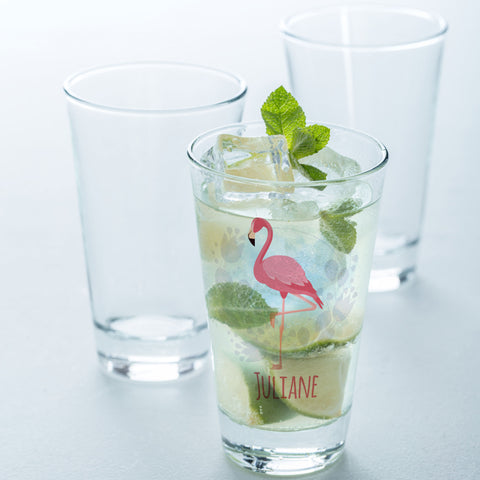 Leonardo Wasserglas mit UV-Druck "Flamingo" mit Namen