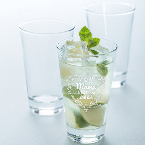 Leonardo Wasserglas mit UV-Druck "Mama wir haben dich lieb"