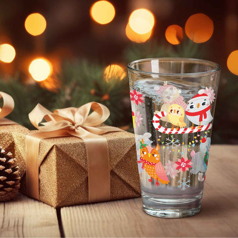 Leonardo Wasserglas mit UV-Druck - Wintereulen Motiv - zu Weihnachten