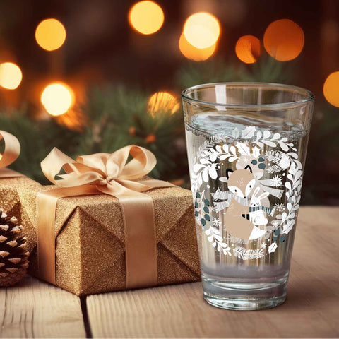 Leonardo Wasserglas mit UV-Druck im Winterfuchs Design zu Weihnachten