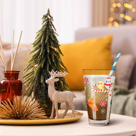 Leonardo Wasserglas mit UV-Druck - Wintereulen Motiv - zu Weihnachten