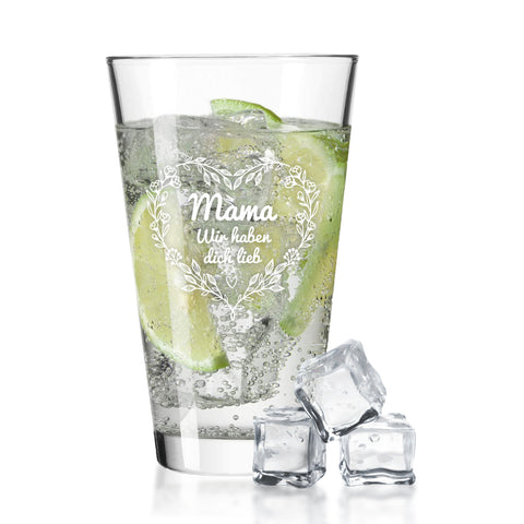 Leonardo Wasserglas mit UV-Druck "Mama wir haben dich lieb"