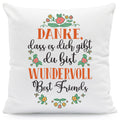 Bedrucktes Kissen mit Spruch Danke, dass es dich gibt du bist wundervoll