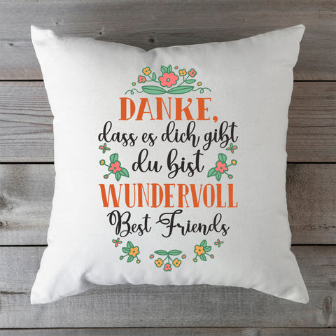 Bedrucktes Kissen mit Spruch Danke, dass es dich gibt du bist wundervoll