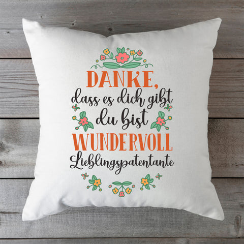 Bedrucktes Kissen mit Spruch Danke, dass es dich gibt du bist wundervoll