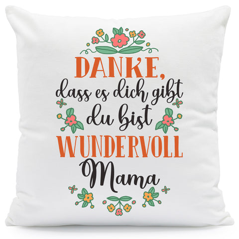 Bedrucktes Kissen mit Spruch Danke, dass es dich gibt du bist wundervoll