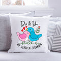 Bedrucktes Kissen mit Spruch Du & Ich wir gehören zusammen