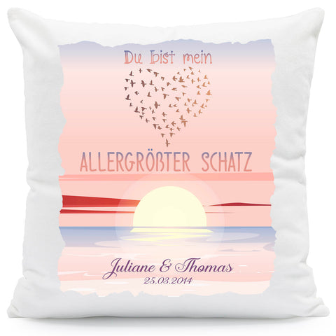 Bedrucktes Kissen mit Motiv "Allergrößter Schatz"