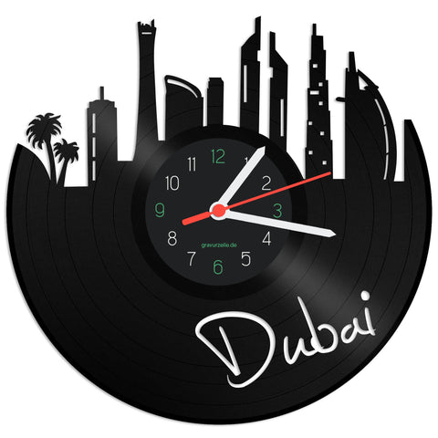 Schallplattenuhr Skyline Dubai
