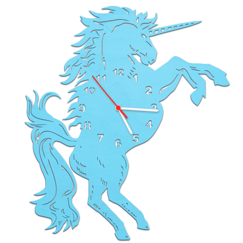 Kinder Wanduhr Einhorn Baby Blau