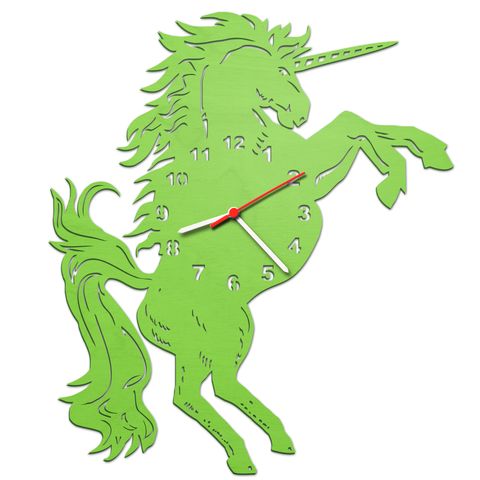 Kinder Wanduhr Einhorn Grün