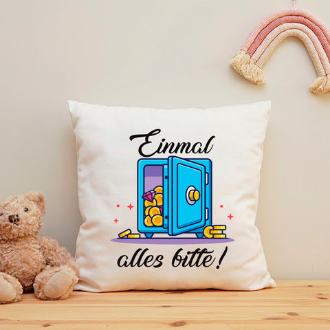 Bedrucktes Kissen mit Spruch Einmal alles bitte