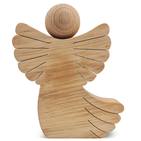Tischdekoration aus Holz - gravierter Engel - Personalisiert mit Namen & Datum