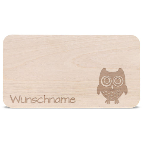 Frühstücksbrettchen für Kinder im " Eule" Design mit Wunschname